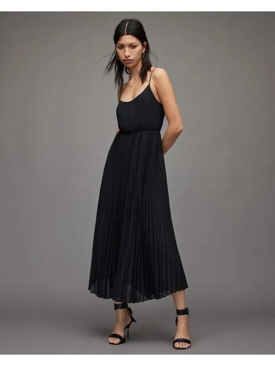 AllSaints Dresses & Skirts - All Saints Elara Sz Large Pleated lined high waisted little black dress pleats